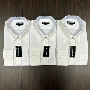 3枚セット白無地ドレスシャツ43-82+ハンカチ1枚