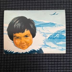 古い絵葉書　ポストカード　S A S スカンジナビア航空　アラスカ消印　可愛いイラスト　レトロ　コレクション