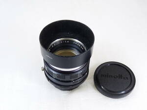 【明るいオールド標準レンズ】MINOLTA AUTO ROKKOR-PF 58ｍｍ F1.4　SR/MDマウント フィルター. フード.他 付 やや難あり品