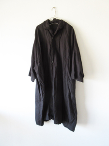 美品 2021SS nest Robe / ネストローブ 01211-1139 リネンレースオープンカラーワンピース F BLACK / ドレス レディース ブラウス