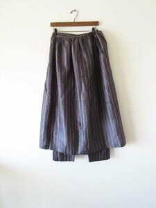 美品 22-23 BUNON / ブノン BN2302 slit pants & wrap skirt L D.GRAY * パンツ スカート レディース