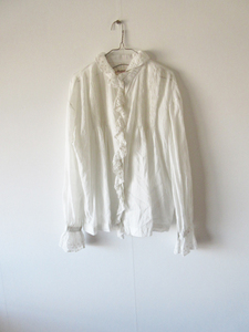 2023 BUNON / ブノン BN2320 Frill Blouse L/ML WHITE / コットンシルクブラウス 長袖 シャツ