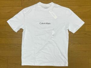 送料無料■タグ付 未使用 CalvinKlein カルバンクライン ホワイト コットン 半袖 ロゴ シャツ Ｔシャツ サイズＳ