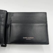 鑑定済み新品未使用品 SAINT LAURENT PARISサンローラン 二つ折り財布 マネークリップ ビルクリップウォレット タイニーカサンドラ 黒_画像8