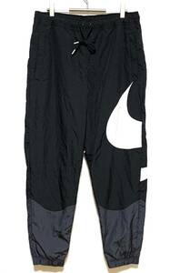 【美品】NIKE NSW SWOOSH LND PANTS（L）ナイキ ナイロン トラック パンツ ビッグ スウッシュ スウォッシュ ロゴ 裏メッシュ