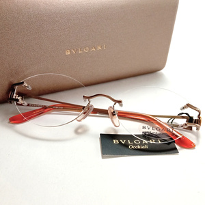 【bgeg12】新品　BVLGARI　ブルガリ　メガネフレーム　チタン　18K　マットゴールド　243TK　リムレス眼鏡　フレームなし　18金