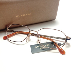 【bgeg17】新品 BVLGARI ブルガリ メガネフレーム チタン 18K ゴールド×マットゴールド 152TK 眼鏡 18金 ケース＋クロス付きの画像1