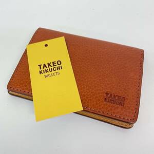 F-114　1円～　美品 TAKEO KIKUCHI タケオキクチ レザー パスケース ブラウン 名刺入れ　カードケース　