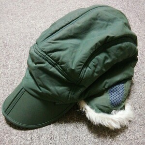 ★【古着】mont-bell(モンベル)　帽子(耳当て付き、ファー付き)　サイズ57㎝～61㎝　緑(グリーン)