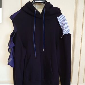 レアsakai アンシンメトリーデザインパーカーネイビー M ユニセックスデザイン