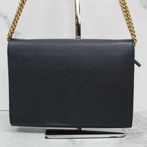 S118)【1円〜】GUCCI/グッチ GGマーモント チェーンウォレット 401232 ブラック/黒 ゴールド金具 斜め掛け ショルダーバッグ_画像4