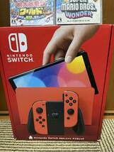 Nintendo Switch 有機ELモデル マリオレッド　ソフト2本セット　新品未開封　マリオワンダー　桃鉄ワールド　保護フィルム付　スイッチ_画像4