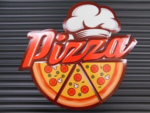 送料￥350【Pizza・ピザハーフ】※《エンボスメタルサイン》 アメリカン雑貨　エンボス看板　ブリキ看板　24