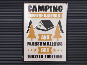 送料￥350【CAMPING MARSHMALLOWS・キャンプ】※《エンボスメタルサイン》 アメリカン雑貨　エンボス看板　ブリキ看板　37