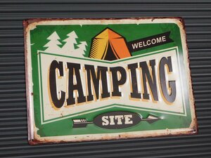 送料￥350【CAMPING SITE・キャンプ】※《エンボスメタルサイン》 アメリカン雑貨　エンボス看板　ブリキ看板　39