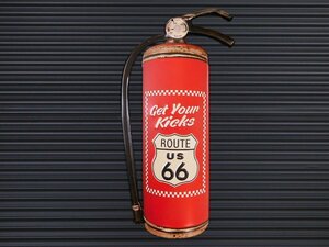 送料￥350【ROUTE US 66・消火器】※《エンボスメタルサイン》 アメリカン雑貨　エンボス看板　ブリキ看板　30