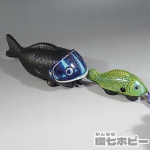 1WH18◆当時物 古い ハングリーホエール 魚をたべるクジラ? 日本製 ブリキ ジャンク/昭和レトロ ビンテージ 金魚 ゼンマイ 動物 送:-/60