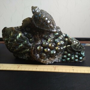 ラブラドライトのウミガメ　海亀　シェル　　貝　天然石　彫刻　置物　海底世界