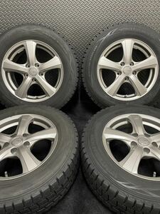 215/65R16 DUNLOP/WM01 16年製 SIBILLA 16インチ 6.5J＋38 114.3 5H スタッドレス 4本 ダンロップ アルファード ヴェルファイア (4-B565)