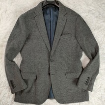 美品!ランバンオンブルー/LANVIN en Bleu【起毛ウール100%×メランジグレー×ロゴ刻印釦】テーラードジャケット 50/L位 裏地総柄 本切羽_画像2