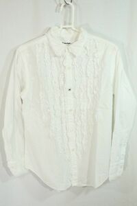 【Used】Rby45rpm アールバイフォーティーファイブアールピーエム 日本製 レースデザインコットンシャツ ブラウス 白シャツ-L ■ET23I0126