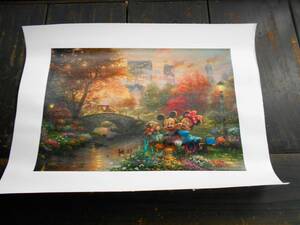 Art hand Auction Thomas Kinkade Mickey et Minnie Sweetheart Central Park Cadre argenté, passe-temps, culture, ouvrages d'art, autres