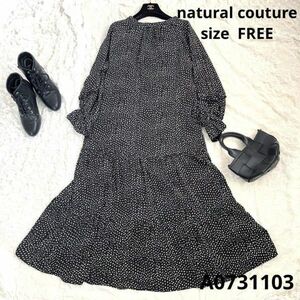 naturalcouture 水玉柄シフォンロング丈ワンピースsize FREE