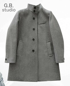 ピーコート　 ウール調ステンカラーコート メンズ グレー ロングコート 厚手 ウール アウター ステンカラーコート ロングコート コート