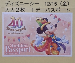 ディズニーシー １２月１５日　金曜日　 開園から閉園まで　 大人２枚　ペア　ソアリン　12/15（金）　ダッフィー　クリスマス　４０周年