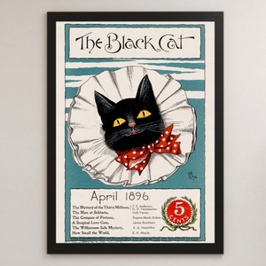 THE BLACK CAT Apr.1896 黒猫 広告 イラスト アート 光沢 ポスター A3 バー カフェ ビンテージ クラシック レトロ インテリア ねこ ペット