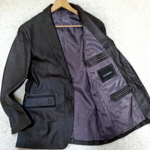 LICORICE/リコリス Lサイズ 本革羊革 レザーテーラードジャケット/アウター/革ジャン メンズ ブラウンカラー 紳士服 2B センターベント