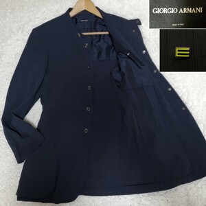 GIORGIO ARMANI/ジョルジオアルマーニ 黒ラベル シルクリネン混 スタンドカラージャケット/アウター メンズ ネイビーカラー メンズ