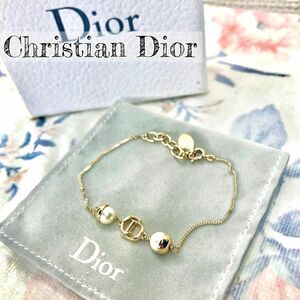 超美品☆ Christian Dior クリスチャンディオール パール ブレスレット　 金 ゴールド 箱あり　アクセサリー