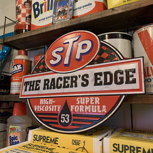 SALE★STP エンボス看板 ティンサイン RACER'S EDGE OIL リチャードペティ NASCAR アメ車 HOTROD ガレージライフ 秘密基地 世田谷