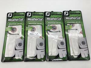 未使用 FOOTJOY ウェザーソフ 23cm ホワイト×レッド4枚セット ゴルフグローブ FJ フットジョイ WeatherSof 白×赤