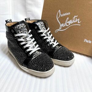 Christian Louboutin クリスチャンルブタン　スタッズ　スワロ　クリスタル　ラインストーン　ハイカット　スニーカー