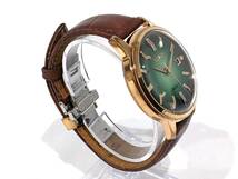 【17227】 CITIZEN シチズン 腕時計 自動巻き Automatic 8310-S119642 グリーン×ゴールドカラー 緑文字盤 ブラウンベルト 稼働品 メンズ_画像3