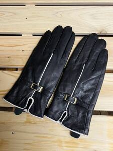 * new goods * lady's leather gloves * ram leather glove reverse side nappy warm! standard black 