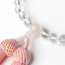 【数珠袋付】女性用　数珠　本水晶（8mm玉）　紅水晶（ローズクオーツ）_画像4