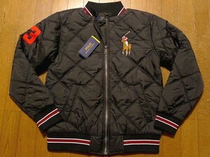 新品未使用 秋冬物 M ポロ ラルフローレン ジャケット 超立体カラフル ビッグポニー Ralph Lauren 中綿入り ブルゾン 黒 耐風ナイロン