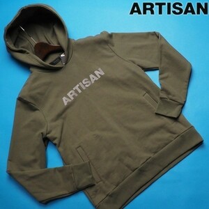 新品定価2.5万円 ARTISAN アルチザン 日本製 ARTISAN 給水速乾 ロゴプリント スウェットプルパーカーMカーキ(20) 45CA13