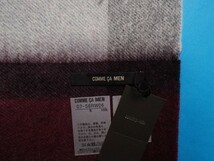 新品定価1.2万円 COMME CA MEN コムサメン ウール100% ブロックチェック フリンジマフラー赤(12) 56RW06 ラスト_画像3