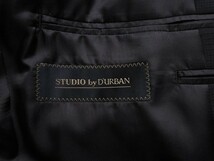 新品 STUDIO by DURBAN ダーバン Super100'S 艶感ウール100% シャドーチェック ツーパンツ スーツBB6黒(99) 0401084_画像5