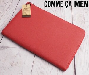 新品定価2.5万円 COMME CA MEN コムサメン 角シボクラッチバック赤(10) 60XI68