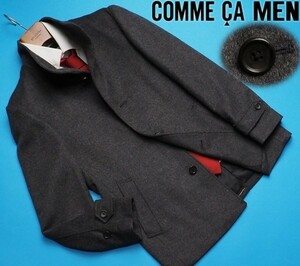 新品定価6.4万円 COMME CA MEN コムサメン カシミヤ/ウールビーバー イタリアンカラーハーフコートM灰(04) 10WA05