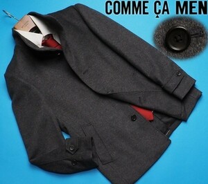 新品定価6.4万円 COMME CA MEN コムサメン 秋冬 カシミヤ/ウールビーバー イタリアンカラーハーフコートM灰(04) 10WA05