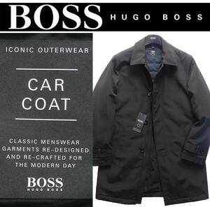 秋冬物121,000円新品HUGO BOSSヒューゴ・ボス★必需品。雪の日に活躍する耐候ブラックナイロン＆保温パフの定番カーコート【52＝日本XL】 