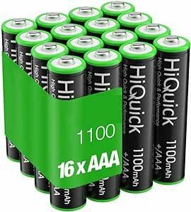 HiQuick 単4電池 充電式 16本セット ニッケル水素電池 1100mAh単4充電池 約1200回循環充電 単四電池 低自放
