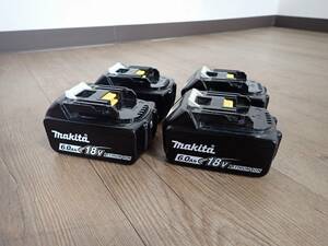 中古 バッテリー makita BL1860B 4個セット マキタ リチウムイオン Li-ion DC18V 6.0Ah 108Wh 星 雪 急速充電 ②