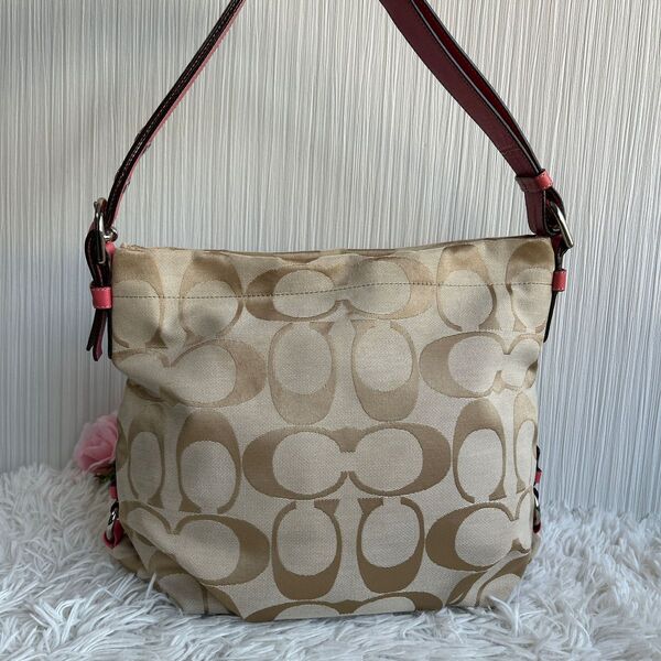 COACH 2way ショルダーバッグ 斜め掛けバッグ キャンバス レザー